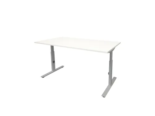 Bureau Linesto Plus Hoogte instelbaar 200x80cm Krijtwit, Alu T-poot
