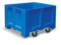 Stapelcontainer Pe 760x1200x1000mm 610 liter 4 Zwenkwielen Blauw