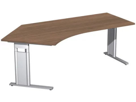In hoogte verstelbaar hoekbureau 680-820x2166x1130mm noten zilver