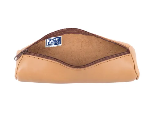 Pennenetui Oxford 22x6cm leer rond naturel