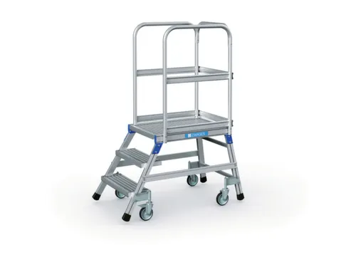 Bordestrap Aluminium Bordes 720x600x800mm 3treden Rooster Verrijdbaar