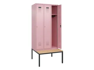 locker met bank,HxBxD 2120x900x815mm,3vak,vak B 300mm,cilinderslot - 1