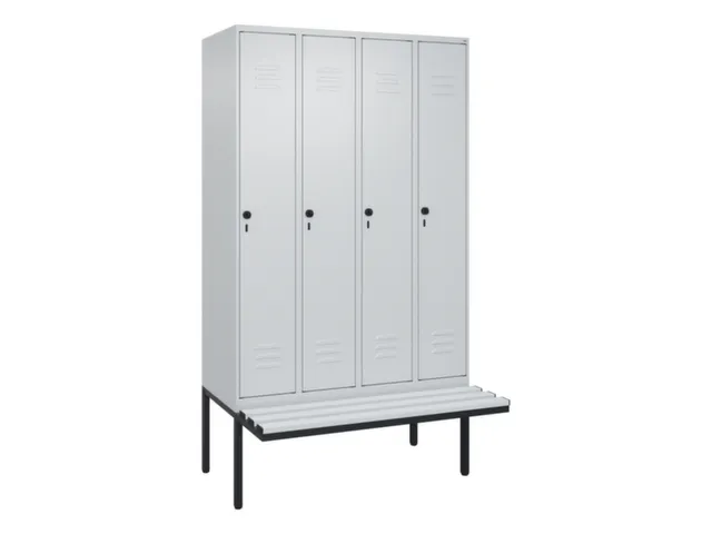 locker met bank,HxBxD 2120x1200x815mm,4vak,vak B 300mm,draaigrendel