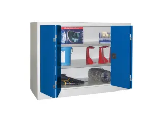 Vouwdeurkast 1000x1200x600mm 2legborden Verzinkt Ral7035 Front Ral5010 - 1