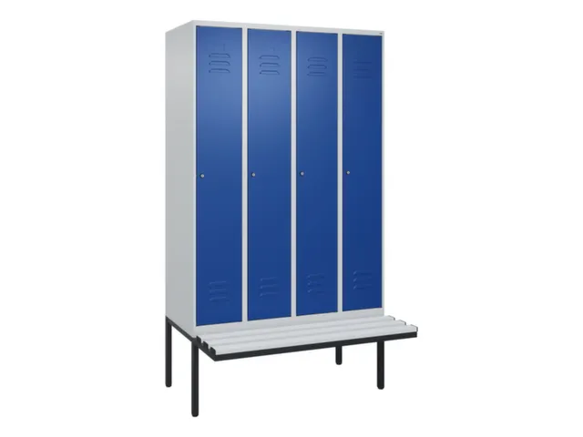 locker met bank,HxBxD 2120x1200x815mm,4vak,vak B 300mm,cil.-slot