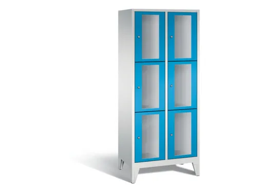 lockerkast 1850x810x500mm 2x3 vakken Cilinderslot Poten, RAL5012