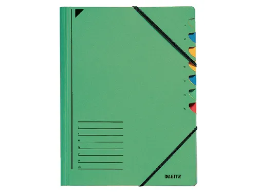 Sorteermap Leitz 3907 A4 7 Vaks Groen karton