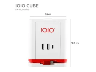 IOIO Stekkerdoos Kubus SW1000 3-voudig + 3x USB Wit - 3