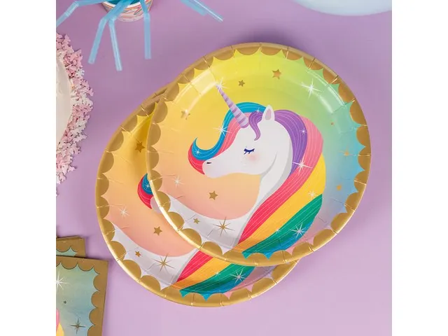 Unicorn bord 23cm 8 stuks