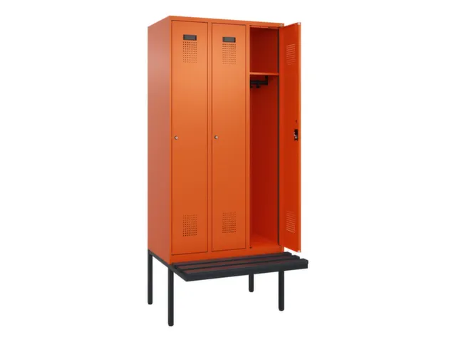 locker met bank,HxBxD 2120x900x815mm,3vak,vak B 300mm,cilinderslot