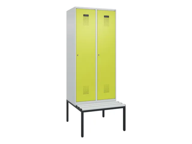 locker met bank,voor scheiding van kleding,HxBxD 2120x800x815mm,2vak