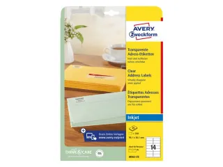 Adresetiket Avery J8563-25 99,1x38,1mm Transparant Inkjet 350 stuks - 2
