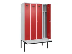 locker met bank,voor scheiding van kleding,HxBxD 2120x1200x815mm,4vak