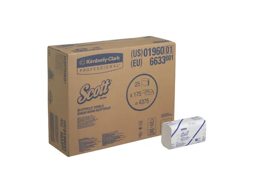 Handdoek Scott i-vouw 1-laags 20x31,5cm 25x175stuks wit 6633