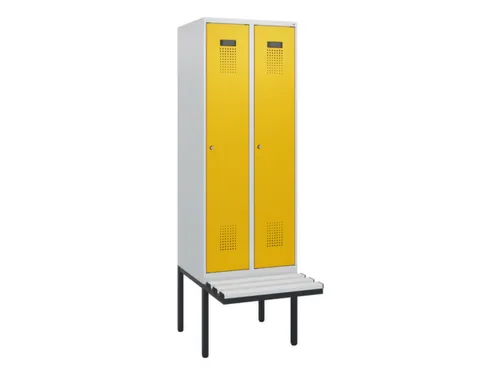 locker met bank,HxBxD 1950x600x815mm,2vak,vak B 300mm,cilinderslot