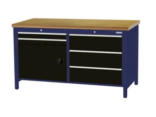 werkbank,HxBxD 860x1500x750mm,onderstel RAL5013,fronten RAL9005 - 2