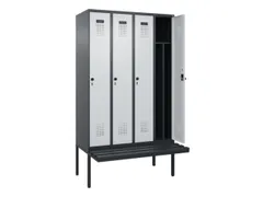 locker met bank,voor scheiding van kleding,HxBxD 2120x1200x815mm,4vak