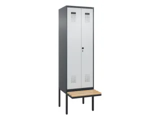PBM-locker met bank,HxBxD 2120x600x815mm,2vak,vak B 300mm,draaigrendel - 2