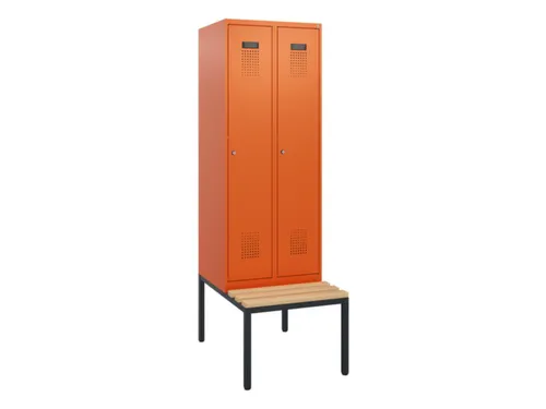 locker met bank,HxBxD 1950x600x815mm,2vak,vak B 300mm,cilinderslot