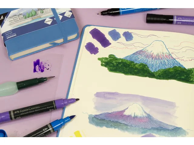 Schetsboek Kangaro A5 sky blue PU HC 80 vel 140gr roomwit met elastiek