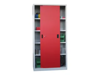 schuifdeurkast,HxBxD 1950x1000x600mm,RAL7035,front RAL3000 - 2