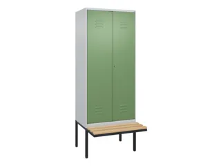 PBM-locker met bank,HxBxD 2120x800x815mm,2vak,vak B 400mm,cil.-slot - 1