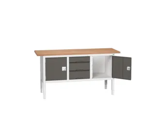 werkbank,HxBxD 830-930x1750x600mm,multiplexblad,uitrusting: 3laden - 1