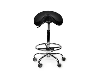 Zadelkruk Office Premium standaard met voetring harde wielen zw - 2
