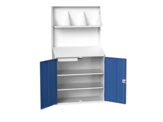 lessenaarkast achterwand 2000x1050x550mm 2 legbord/1lade/plank RAL5010 - 1
