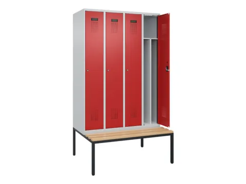 locker met bank,voor scheiding van kleding,HxBxD 2120x1200x815mm,4vak