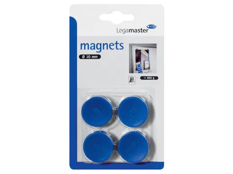 Magneet Legamaster 30mm 850gr blauw 4 stuks