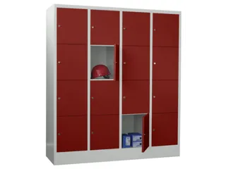 lockerkast,HxBxD 1850x1600x500mm,4x4vakken,RAL7035,front RAL3000 - 2