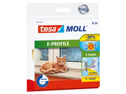 Tochtstrip Tesa Moll 05463 E profiel 9mmx6m wit