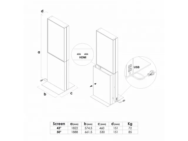 Totem numérique Double face Smart Line avec Ecran Samsung 43 inch noi