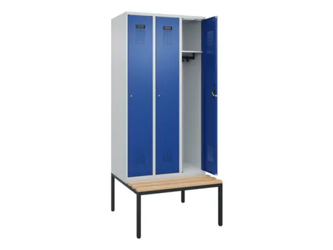 locker met bank,HxBxD 2120x900x815mm,3vak,vak B 300mm,cilinderslot