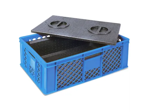 Euronorm-stapelbak,m. isoleerbox,HxLxB 240x600x400mm,20l,PE,blauw
