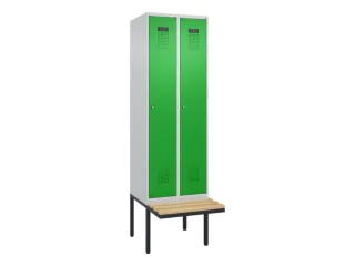 locker met bank,HxBxD 2120x600x815mm,2vak,vak B 300mm,cilinderslot - 2