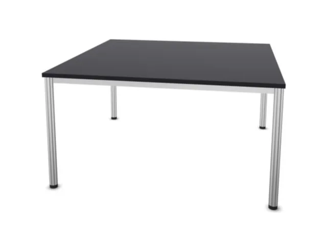 Vergadertafel Hxbxd 74x140x140cm 4-poots Ronde Buis Aluzilver Cc-zwart