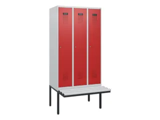 locker met bank,HxBxD 1950x900x815mm,3vak,vak B 300mm,cilinderslot - 2