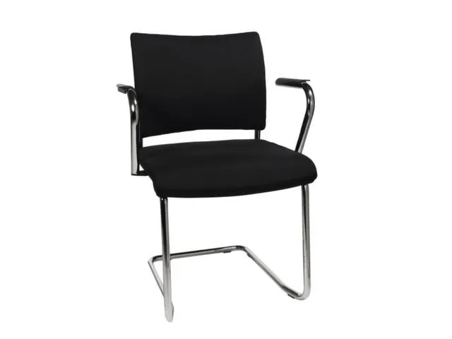 Bezoekersstoel Armleuningen Zwart Stof 450x480x450mm Sledeframe