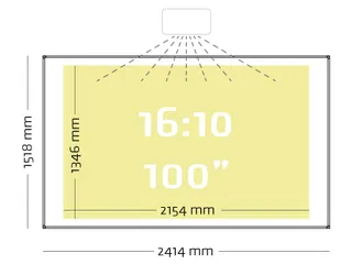Beschrijfbaar Projectiebord 150x240cm Mat Wit 16:10 16:9 - 2