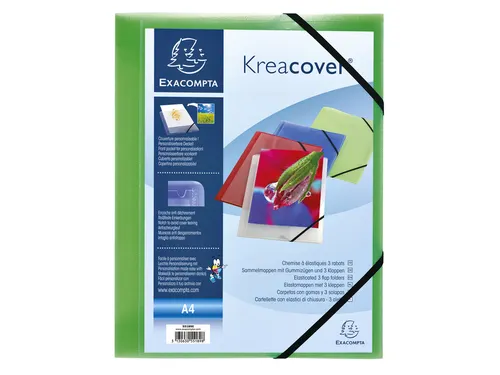 Elastomap Exacompta Kreacover A4 3 kleppen PP assorti