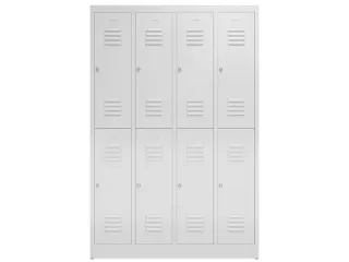 Dubbeldekse garderobekast 1800x1185x500mm 4x2vak klink sokkel RAL7035 - 2