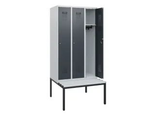 locker met bank,HxBxD 1950x900x815mm,3vak,vak B 300mm,cilinderslot - 1