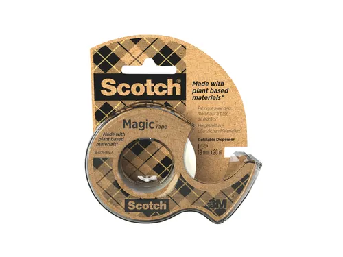 Plakband Scotch Magic 919 19mmx20m transparant + gerecyclede afroller