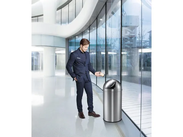 Afvalbak Pushcan 40 liter Mat Chroom