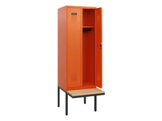 locker met bank,HxBxD 1950x600x815mm,2vak,vak B 300mm,cilinderslot - 1