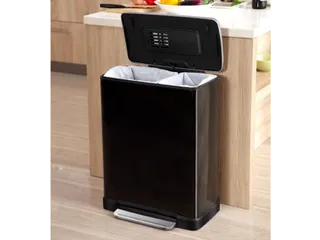 Pedaalemmer E-Cube recycling 46 Liter Zwart Mat RVS - 6