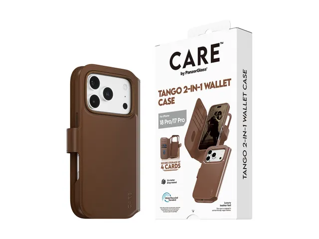 PanzerGlass CARE by Tango 2-in-1 Wallet Case Brown w. MagSafe iP