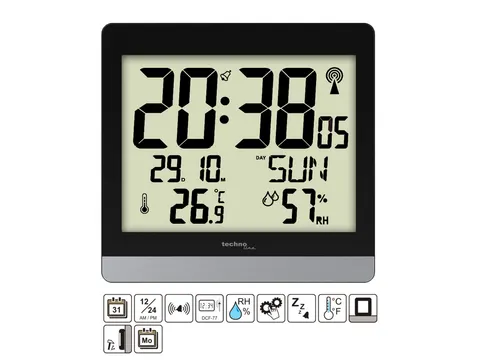 Digitale wandklok Technoline WS 8014 200x189x29mm zwart/zilver